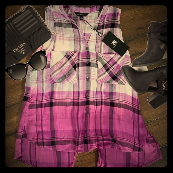 Rock & Republic sleeveless top. NWT purple & black - Picture 1 of 8